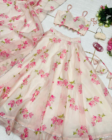 Delightful Off White Color organza Lehenga Choli