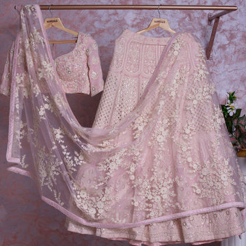 Razzle Pink Embroidery Lehenga Choli