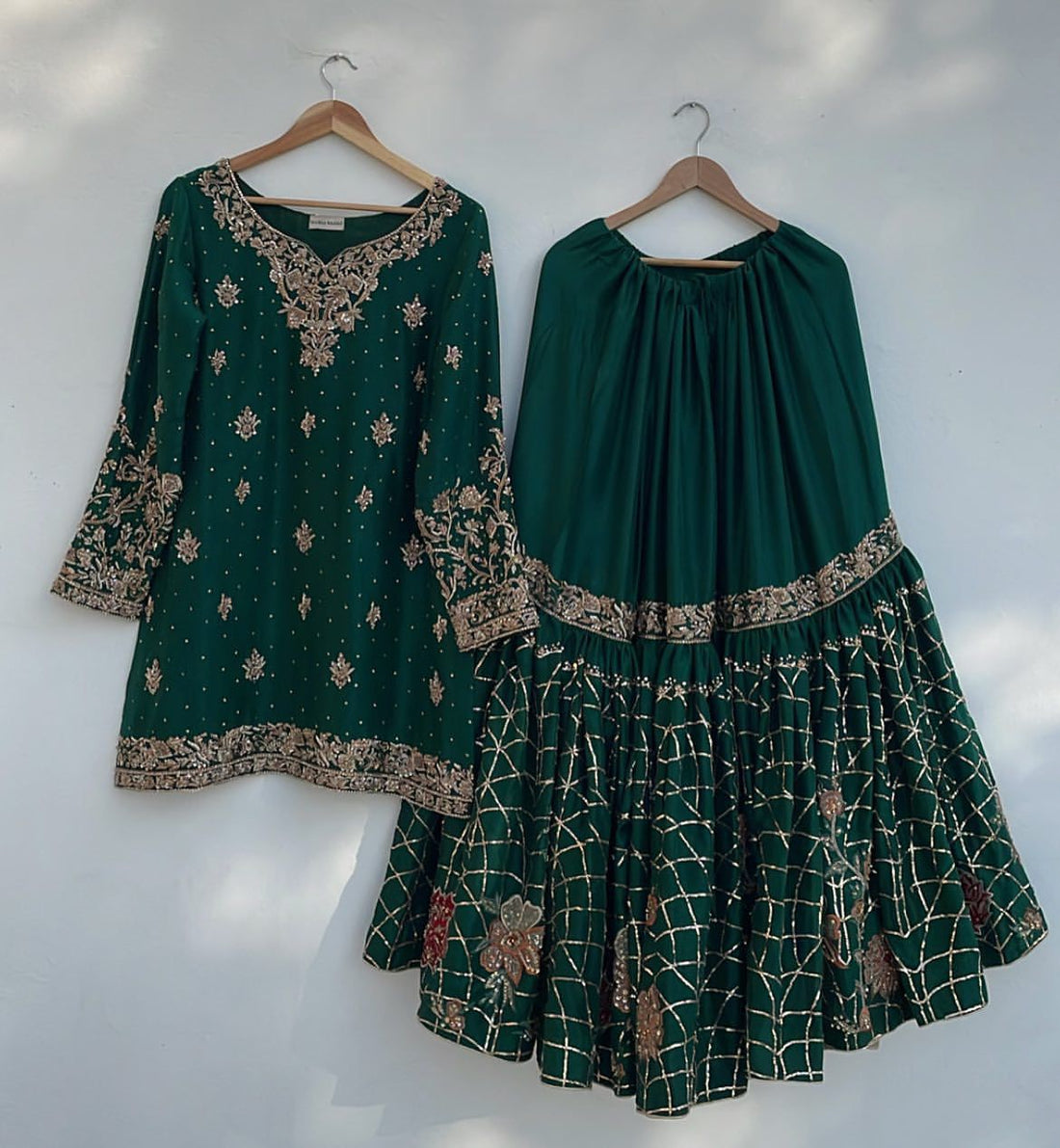 Mehendi Green Eid Mubarak Sharara Set