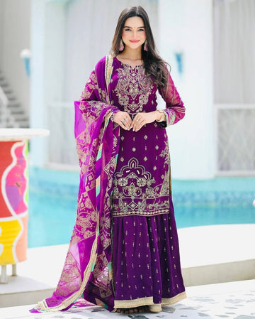 Elegant Fox Georgette Palazzo Set β Fully Stitched