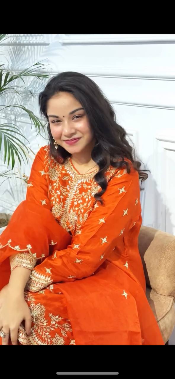 New Arrival –Orange Elegant Sharara Set!