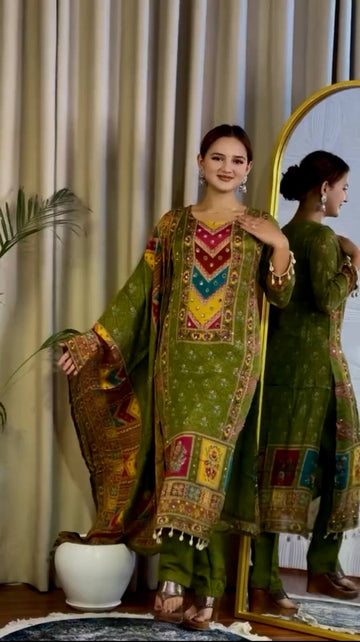 Digital Printed Traditional Kurti-Pant Set with Dupatta β New Launch