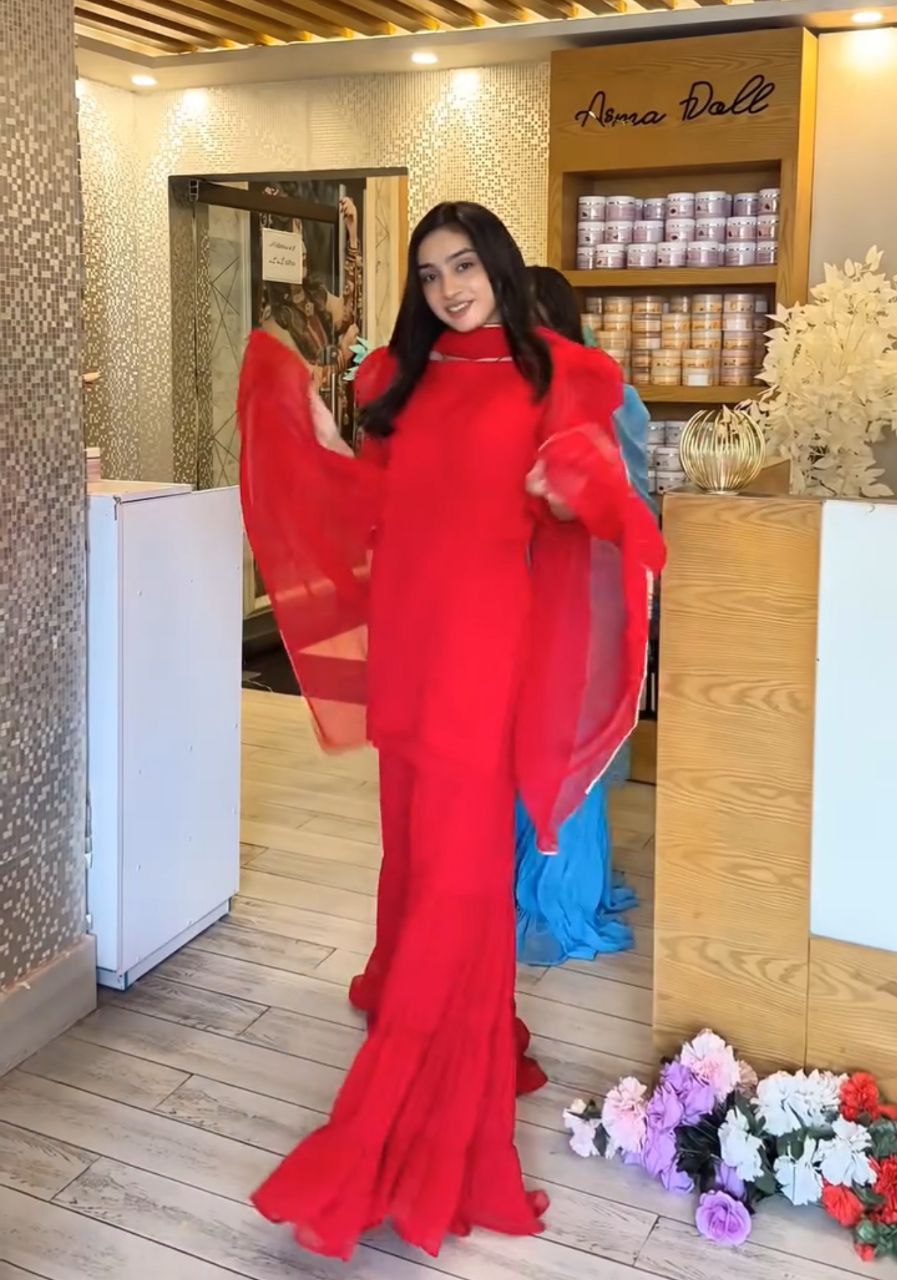 Multi Colour Designer Party Top Pallazo & Dupatta Set