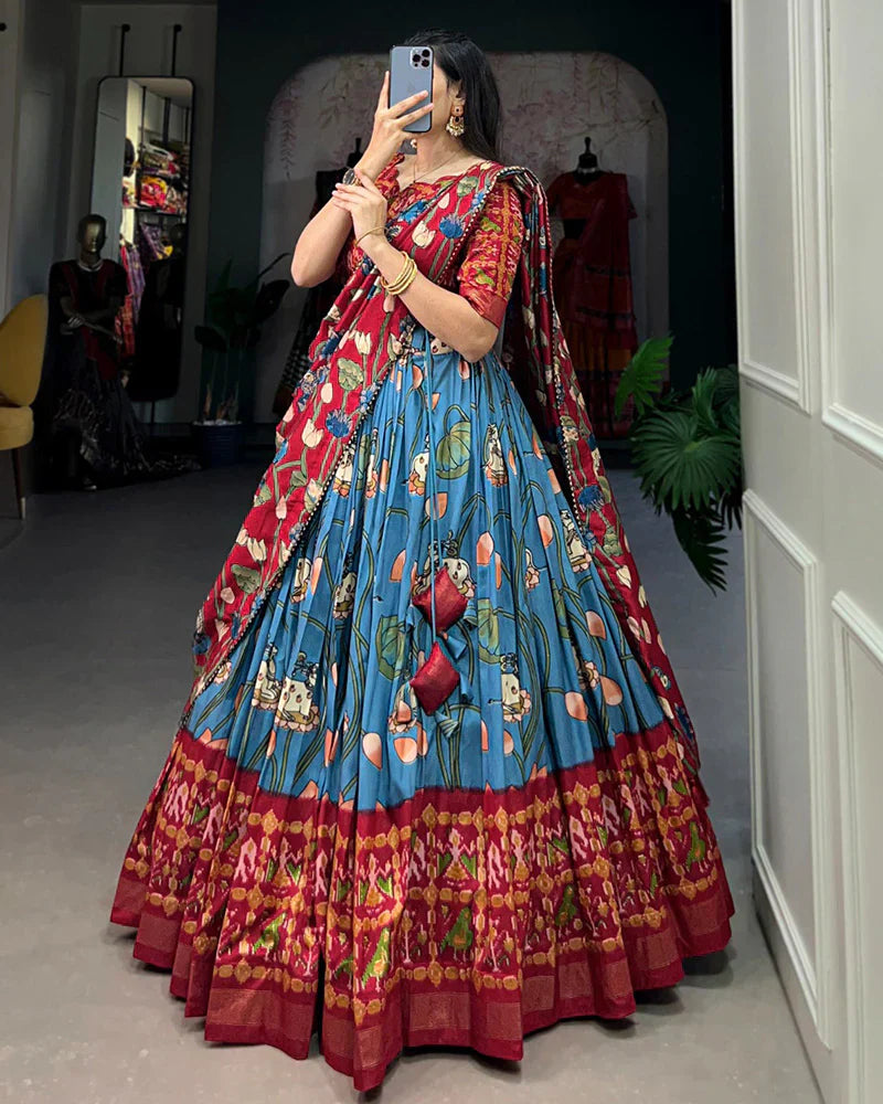 FIROZI COLOR TUSSAR SILK PATOLA PRINTED LEHENGA CHOLI