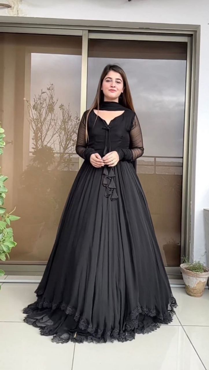 Fully Flared Anarkali Gown With Dupatta