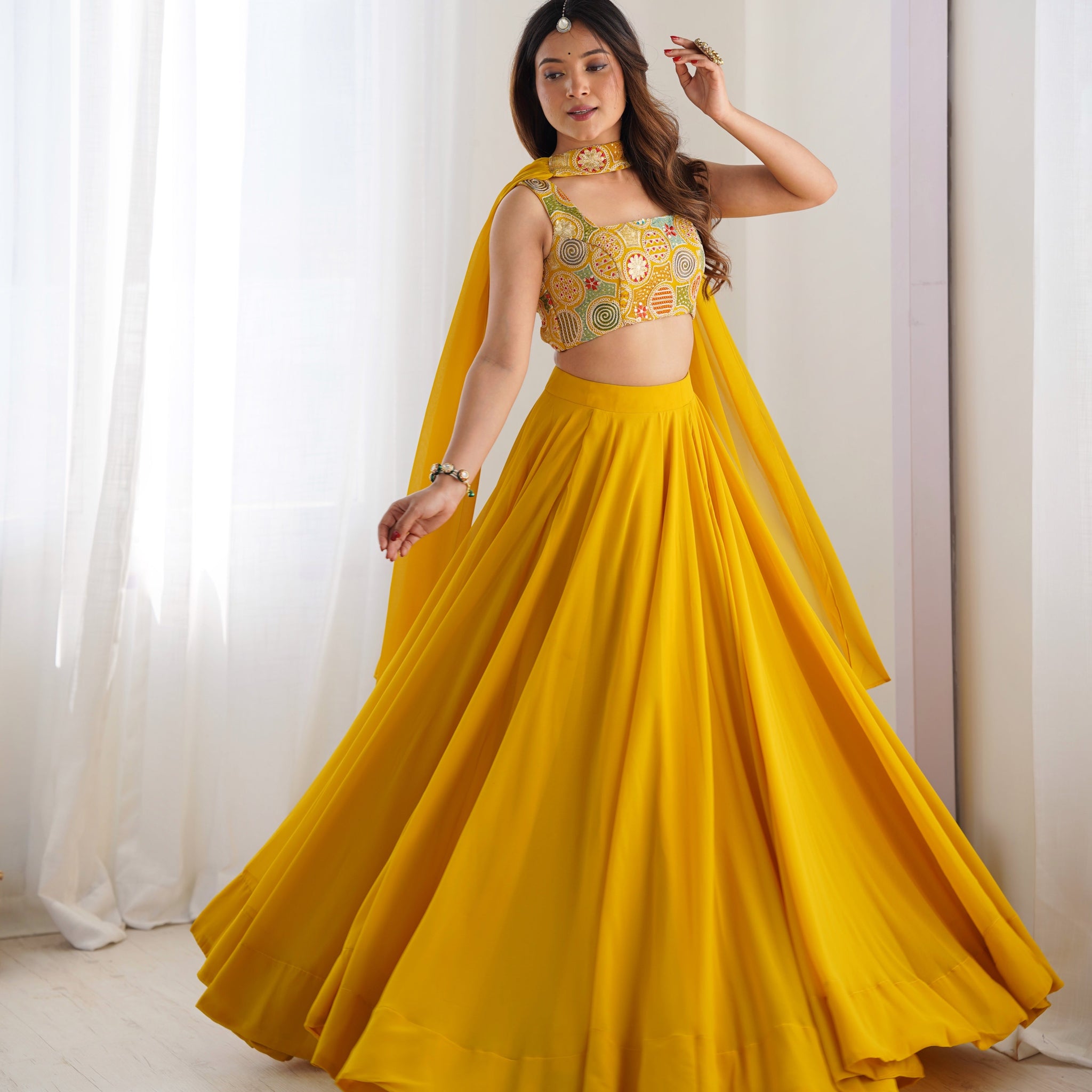 Yellow Color Pure Soft Georgette Lehenga Choli