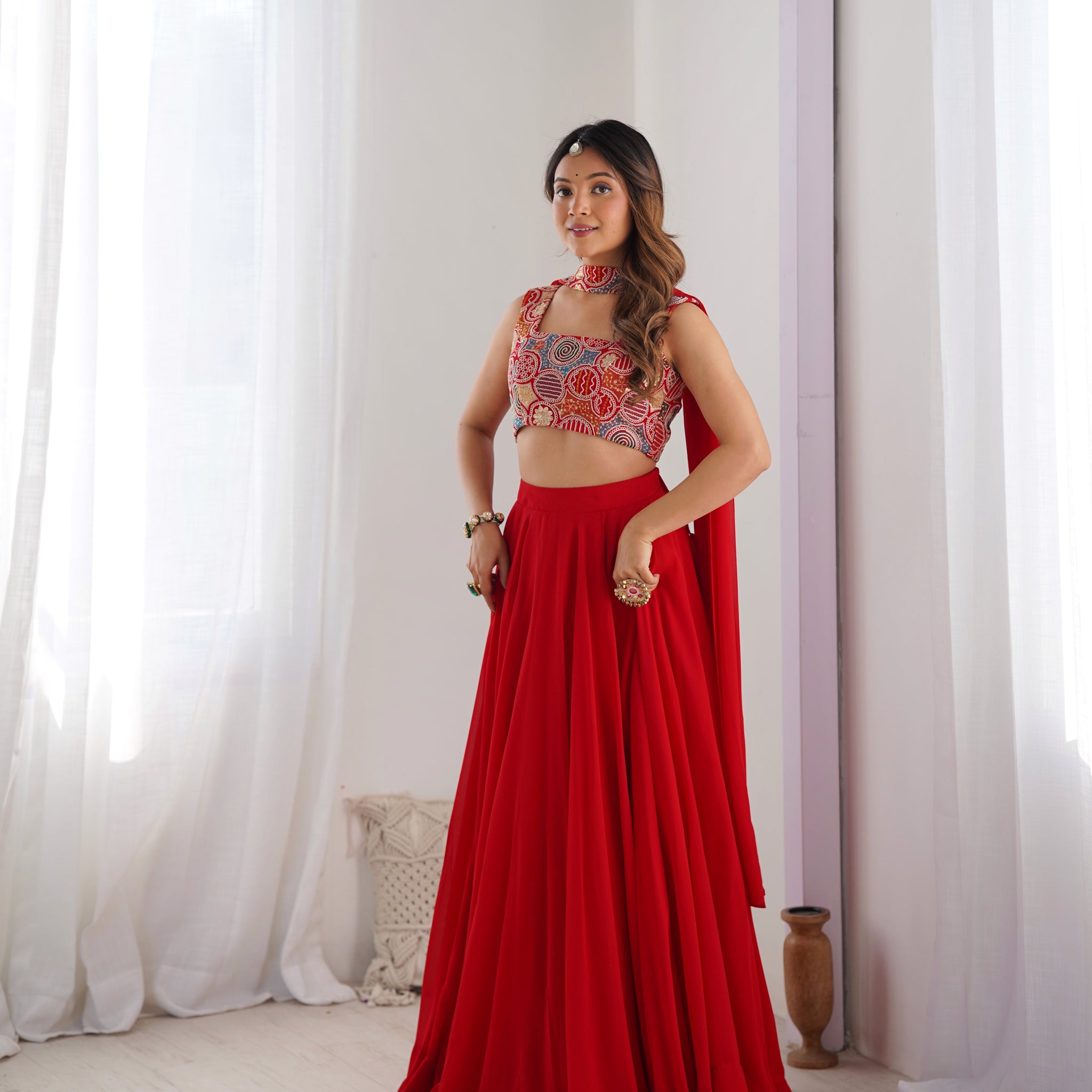 Red Color Pure Soft Georgette Lehenga Choli