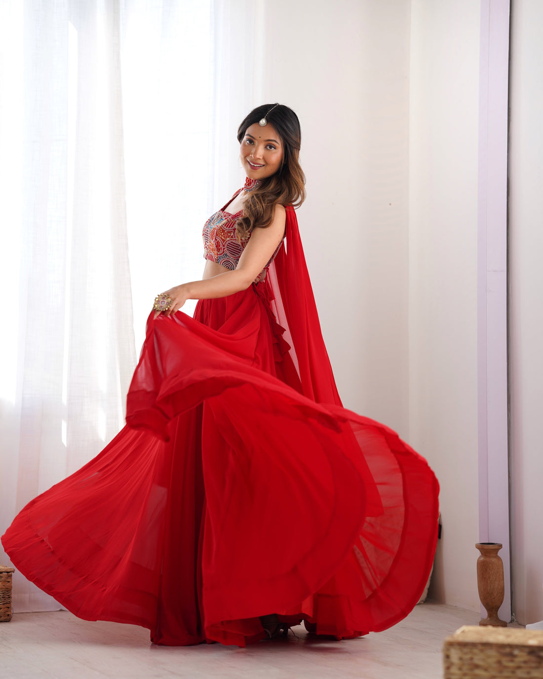 Red Color Pure Soft Georgette Lehenga Choli