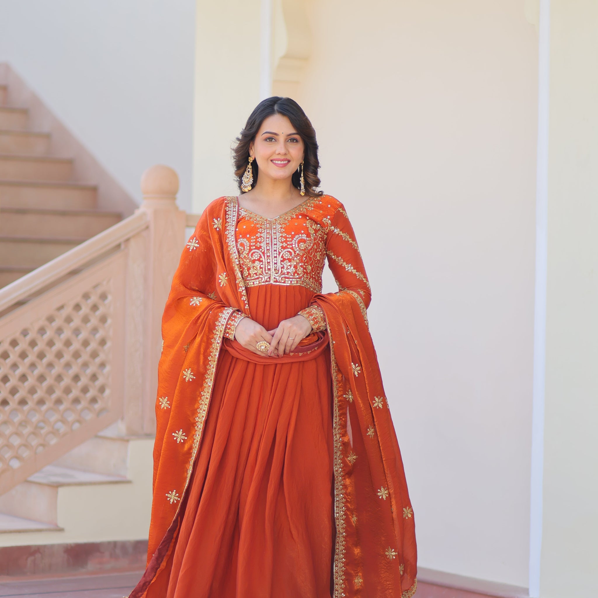 Fenta Color Fendi Embroidered Gown