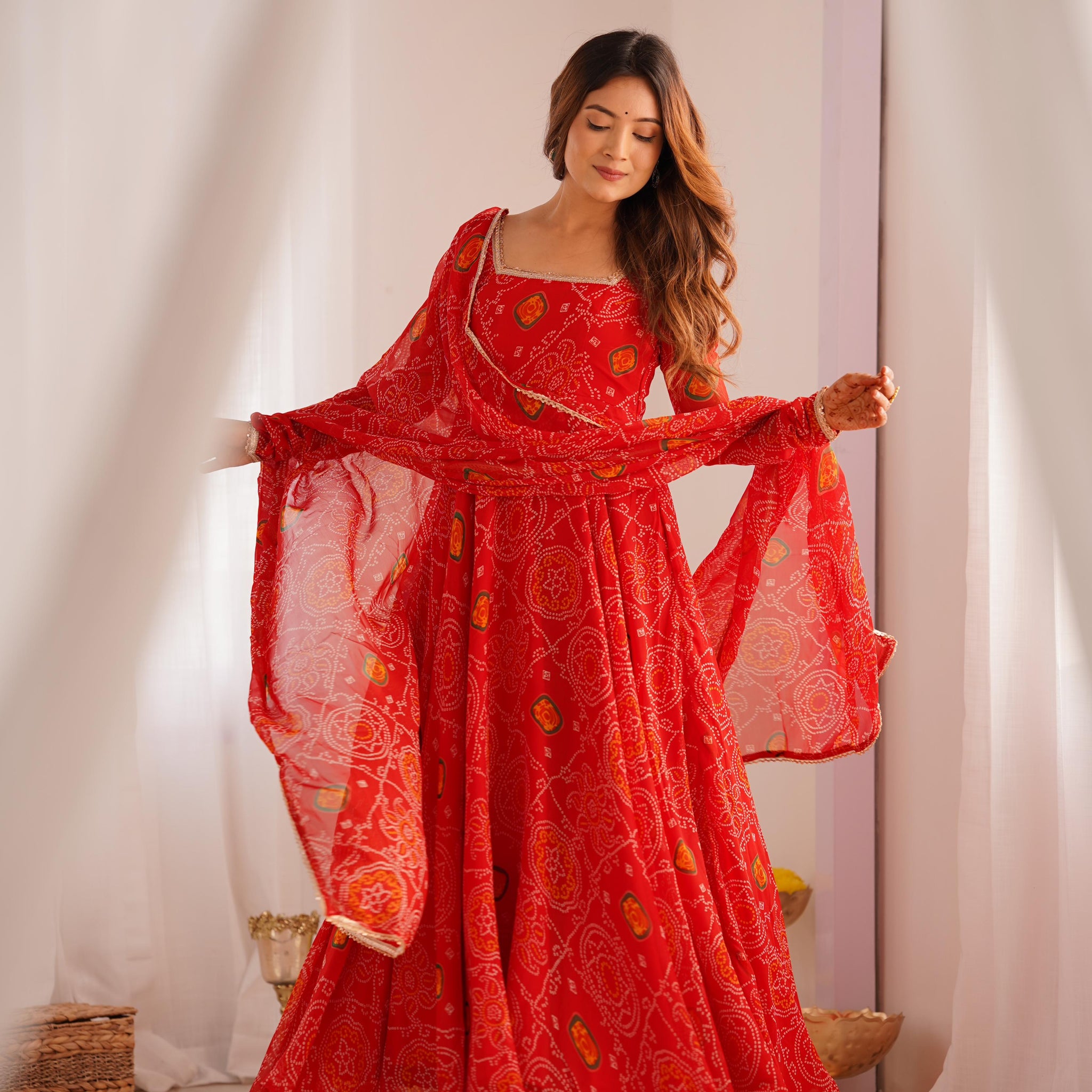 Bandhej Desire  Anarkali Set
