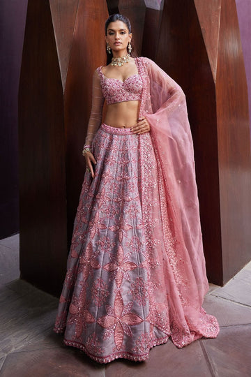 Pink Floral Sequins Lehenga Choli